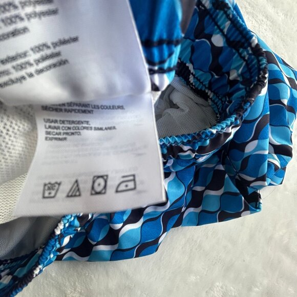 Speedo Mens Blue Wave Pattern Swim Trunks Shorts XL Mesh Lining Drawstring Waist - Picture 7 of 10